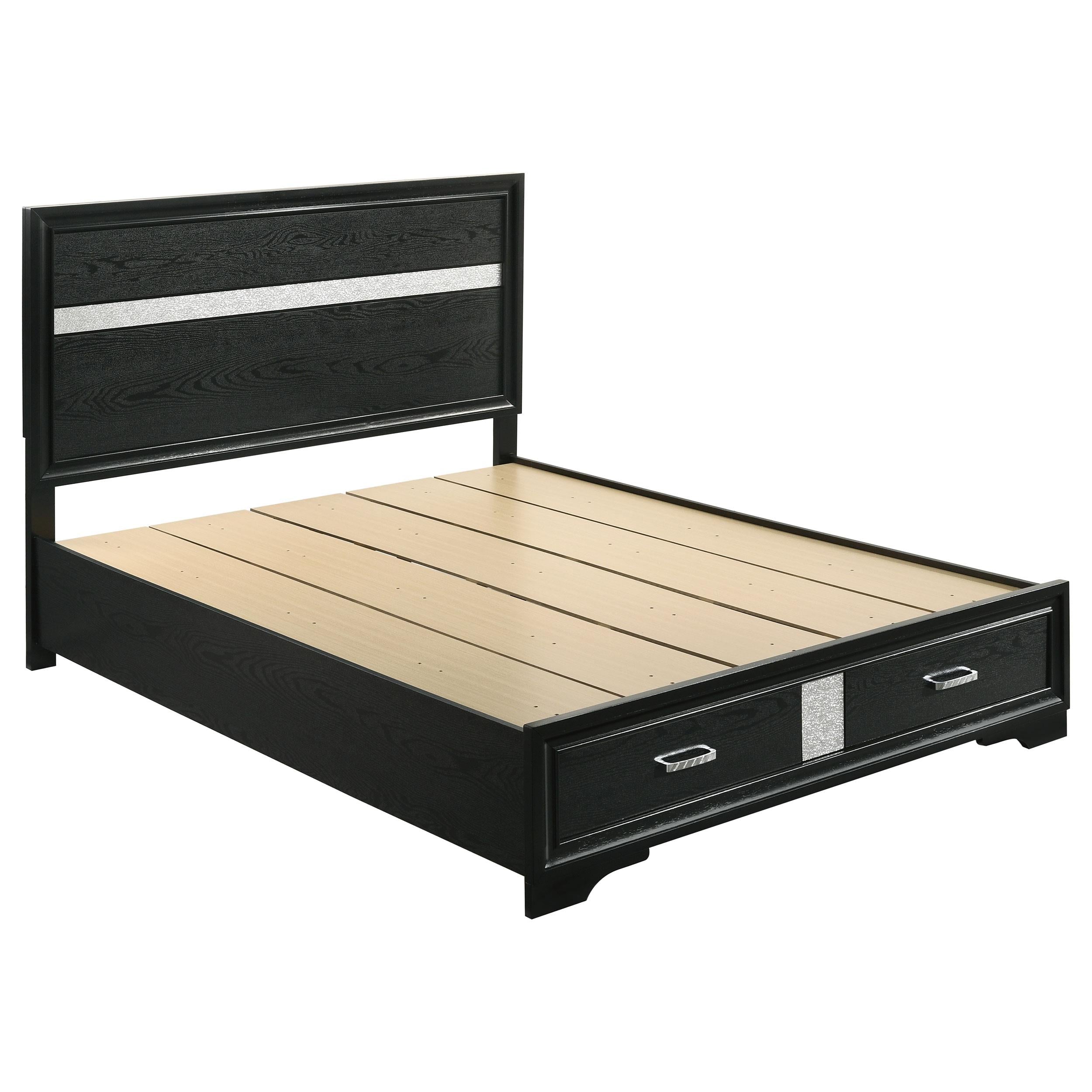 Coaster Furniture Miranda 206361Q 51-inch Wood Queen Storage Panel Bed - Black IMAGE 1
